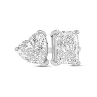 Diana M. Jewels Platinum 8ct Lab Grown Radiant & Heart Diamond Two-Stone Ring