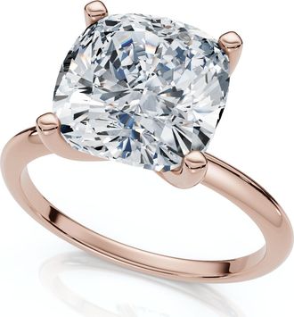 Pompeii3 Certified 3Ct Cushion Diamond Solitaire Engagement Ring 14k Gold or Pt Lab Grown Size: 8