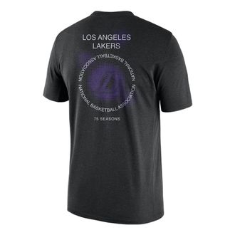 Nike x NBA Crossover Los Angeles Lakers Courtside Pattern Printing Round Neck Short Sleeve Black DH6737-010