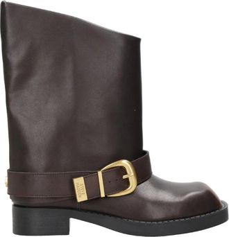 Steve Madden Slip-On Enkelboot - Dames - Hoge Laarzen - Bruin - 37 1/2 EU - Leer - Schoenen