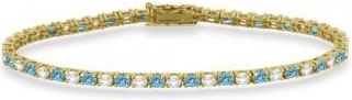 Allurez Alternating Diamond & Aquamarine Eternity Tennis Bracelet 14K Yellow Gold (4.43ct)