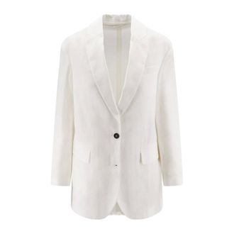 Brunello Cucinelli Cotton Blazer with Monili - female - Brunello Cucinelli - Blazers - White - M - Jackets