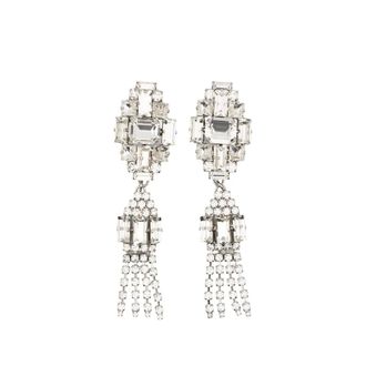 Alessandra Rich Earrings, female, White, Size: ONE SIZE Crystal Fringe Earrings