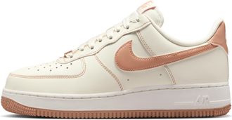 Nike Womens Air Force 1 07 Rose Gold Shoes in White | IQ9428-133