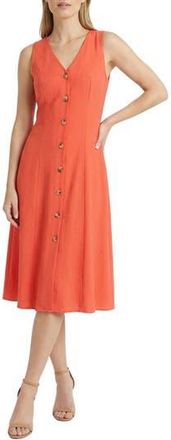 Maggy London Sleeveless Midi Shirtdress in Deep Sea Coral at Nordstrom Rack, Size 18 (Similar To 16W)