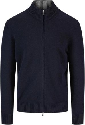 Gran Sasso Navy Zip Sweater Jacket Blend - Heren - Vesten - Blauw - M - Wol - Truien & Vesten