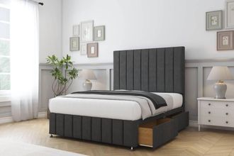 Comfort Beds Sara Dumfries Divan Base 2 Drawers - 26 Headboard-Footboard in Dark Grey | Size: Double