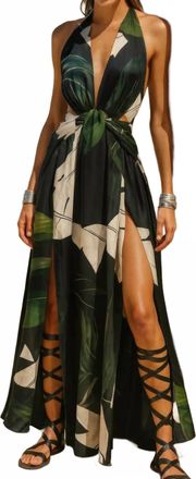 Lace Lyonesse Halter Maxi Dress In Green Multi