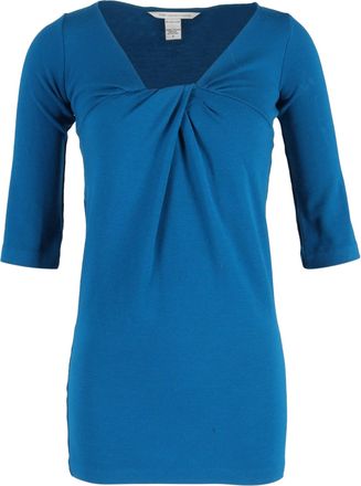 Diane Von Fürstenberg V-Neck Mini Dress in Blue Wool