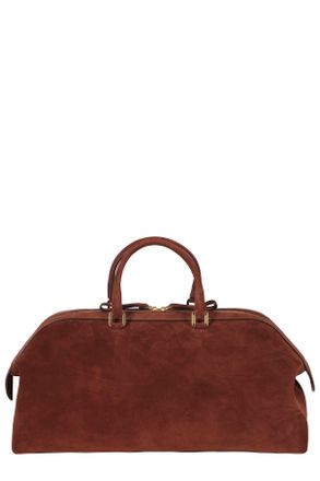 Alberta Ferretti Brown Double Zip Removable Strap Suede Tote Bag