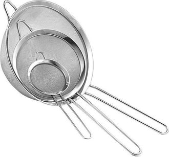 No Brand Juego De Coladores De Cocina - Preparaci&oacute;n De Alimentos - Malla De Acero Inoxidable - Tres Tama&ntilde;os - Plateado