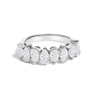 House of Brilliance 14K Gold 1 2/3 Cttw Lab Grown Pear Shaped Diamond Band Ring in White Gold at Nordstrom, Size 7.5