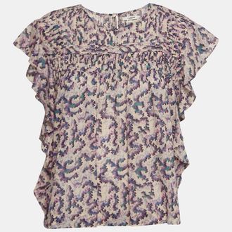 Isabel Marant Etoile Multicolor Printed Cotton Ruffled Ilayona Top