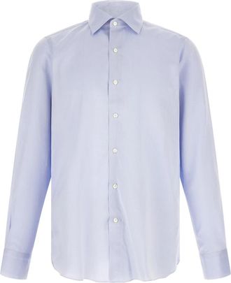 Finamore Napoli Shirt - Heren - Zakelijke Overhemden - Blauw - 3XL - Katoen - Overhemden