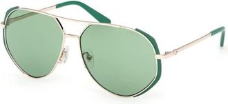 Guess Metalen Aviator Zonnebril - Dames - Zonnebrillen - Groen - 59 MM - Accessoires