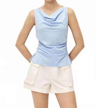 Elodie Myra Cowl Neck Top In Blue