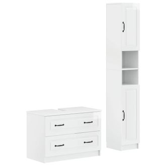 vidaXL Juego De Gabinete De Ba&ntilde;o De 2 Piezas Utrecht Blanco Brillante Vidaxl