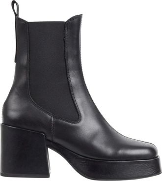 Tommy Jeans Chunky Zwarte Enkellaarzen - Dames - Chelseaboots - Zwart - 37 EU - Leer - Schoenen