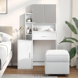 Berkfield Home Dressing Table with Cabinet White 80x35x132 cm | Size: 80 x 35 x 132 cm