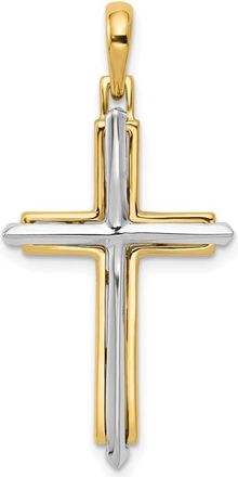 Diamond2Deal 14k Two-tone Gold Fancy Cross Pendant