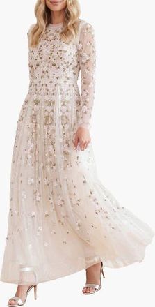 Needle & Thread Camellia Ditsy Ankle Gown in Cream/multi at Nordstrom, Size 12