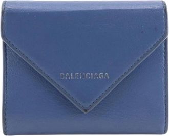 Balenciaga Pre-owned Vintage Portemonnee (bi-fold) - Dames - Vintage Accessoires - Blauw - ONE Size - Leer - Vintage