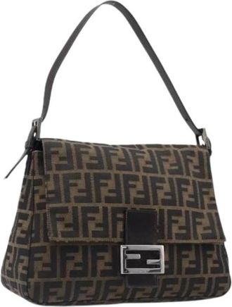 Fendi Pre-owned Zucca Canvas Shoulder Bag - Dames - Vintage Schoudertas - Bruin - ONE Size - Leer - Vintage