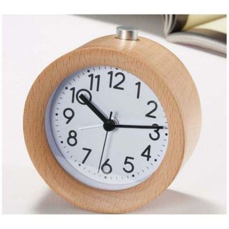 OEM Reloj Despertador De Madera A Pilas, Sin Tictac, Alarma Sonora Para Las Manecillas Que Suben - Crezuo
