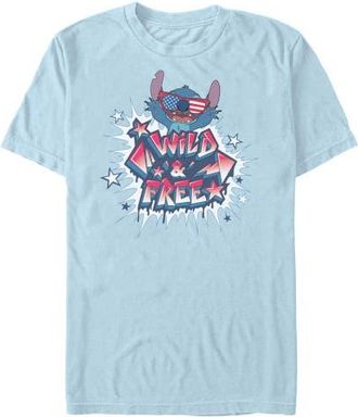 Lilo & Stitch Mens Lilo & Stitch Troublemaker Wild and Free T Shirt in Light Blue at Nordstrom, Size Xxx-Large