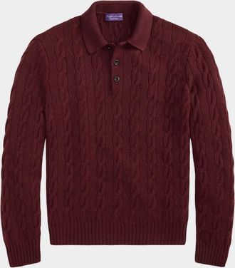 Ralph Lauren Men & apos;s Cashmere Cable-Knit Polo Sweater