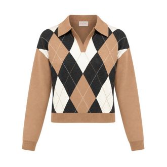 Marella Emmottanta Polo - Dames - V-hals truien - Veelkleurig - M - Polyester - Truien & Vesten