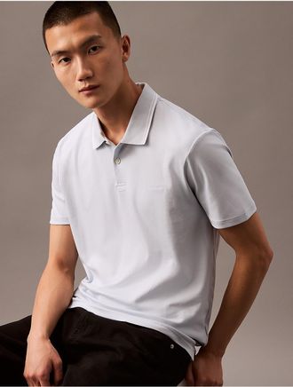 Calvin Klein Mens Liquid Cotton Tipped Polo Shirt - Blue - XL