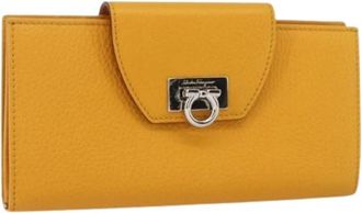 Ferragamo Pre-owned Lederen Portemonnee - Dames - Vintage Accessoires - Geel - ONE Size - Leer - Vintage
