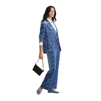 Maliparmi Wide Trousers, female, Blue, Size: XS Velvet Prints Trousers
