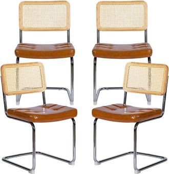 Urban Meuble Set de 4 sillas comedor vinilo caramelo rat&aacute;n