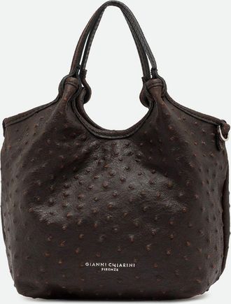 Gianni Chiarini Dua Mini Embossed Calfskin Leather Handbag with Logo