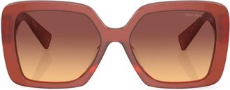Miu Miu Eyewear logo-plaque square-frame sunglasses - women - Acetate - 56 - Red