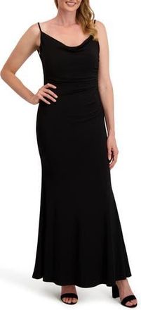Shelli Segal Cowl Neck Lace Back Mermaid Gown in Black at Nordstrom Rack, Size 14
