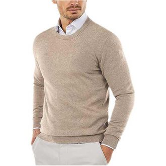Generic Mens Jumpers - Sweaters for Men UK Plain Crew Neck Plus Size Tops Fine Knit Ribbed Collar Long Sleeve Regular Fit Jumper Autumn Winter Warm Casual Com