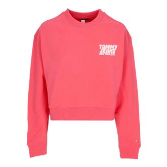 Tommy Hilfiger Bubble Crop Crewneck Sweatshirt - Dames - Sweatshirts - Roze - M - Katoen - Hoodies & sweatvesten