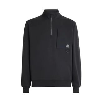 Moose Knuckles Zip-throughs, male, Black, Size: XL Dalon 1/4 Zip Sweater