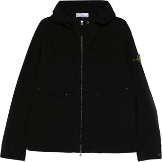 Stone Island Licht Compact Touch Poly-TC Capuchonjack - Heren - Zomerjassen - Zwart - M - Polyester - Jassen