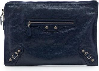Balenciaga Pre-owned Balenciaga Lambskin Motocross Giant 12 Zip Around Flat Clutch Unisex 3RPSZRDT9E8W1PJ3