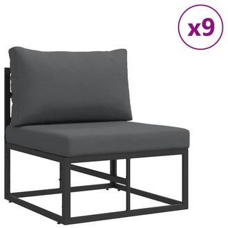 Berkfield Home Garden Sofa Set 12 pcs Black 70 x 70 x 32 cm Aluminium