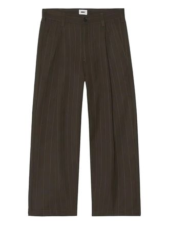 Obey pinstripe pleated tailored trousers - men - Polyester/Rayon - 30 - Brown
