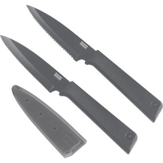 Kuhn Rikon Non-Stick Straight & Serrated Paring Knife Set in Gray at Nordstrom