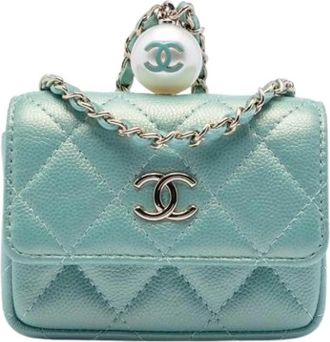 Chanel Pre-owned Mini Bags, female, Green, Size: ONE SIZE Pre-owned Quilted Mini Crossbody