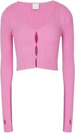8 by YOOX VISCOSE BLEND RIBBED KNIT CROP CARDIGAN