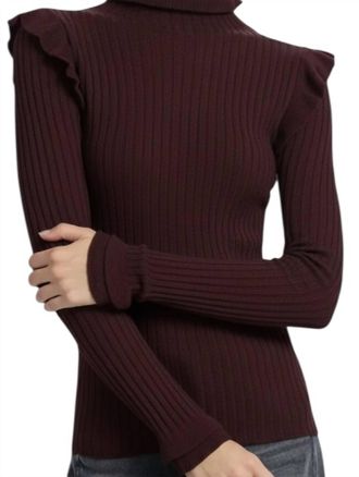 Marie Oliver Long Sleeve Tinley Turtleneck Top In Fig
