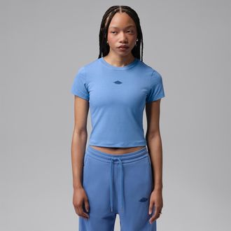 Nike Jordan Womens Jordan Flight T-Shirt in Blue | IV5347-489